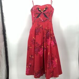 *** Eva Mendes Red Bird Dress NWT *** L